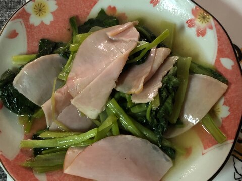 小松菜とハムの煮浸し